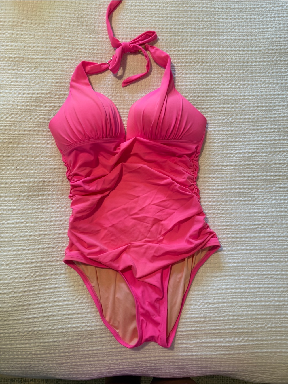 Victoria's Secret Hot Pink Ruched One-Piece Swimsuit